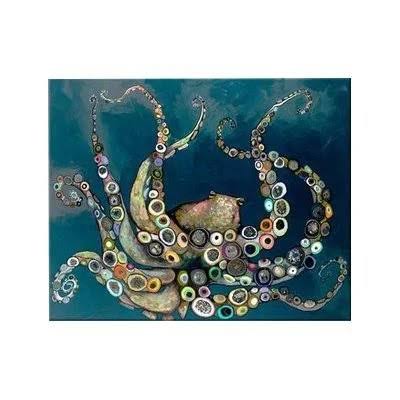 Navy Blue Sea Framed on Canvas 14x22 H x 18x22 W B146