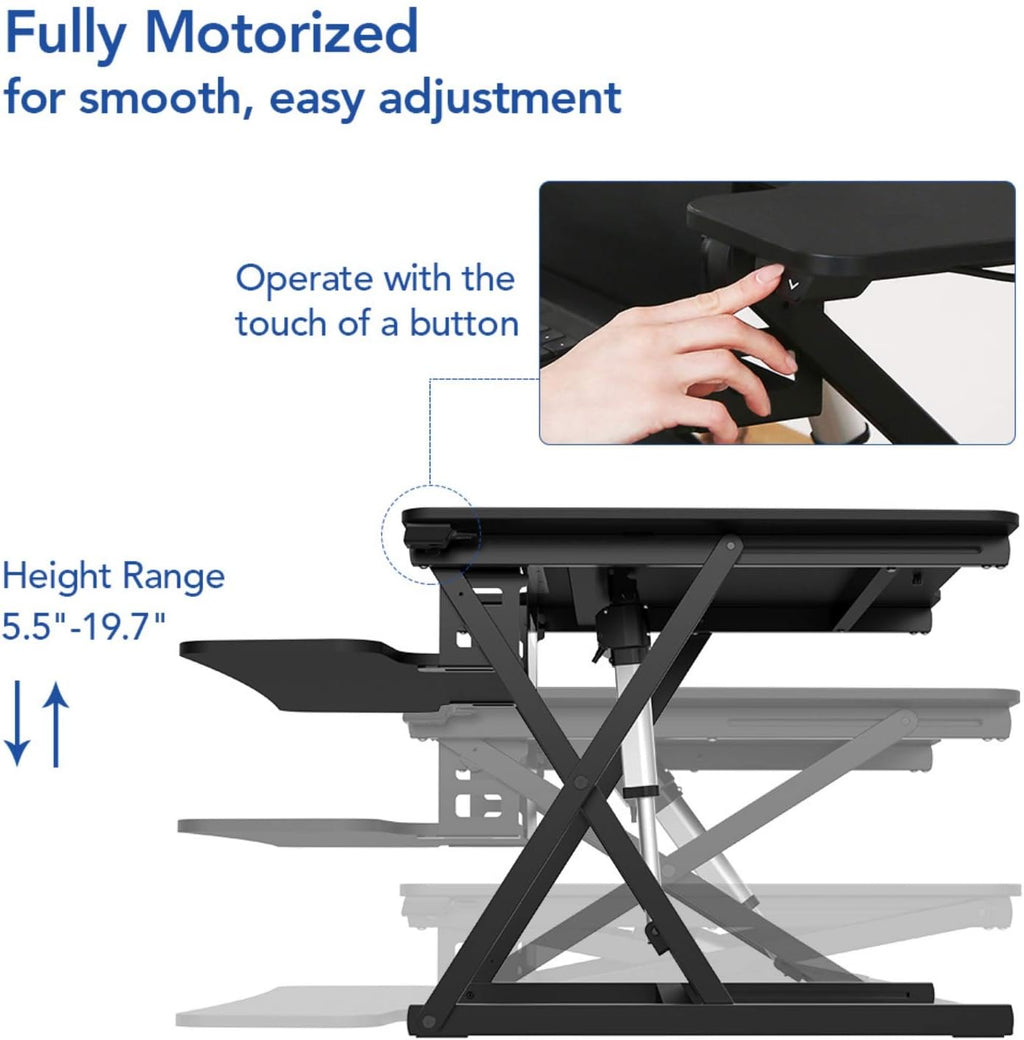 35" Wide Electric Standing Desk Converter with Keyboard Tray U121078