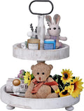 Rustic 2 Tier Cake Stand with Handle and Coaster L48425