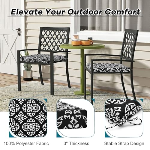 Set of 4 Water Resistant Square Corner Outdoor Chair Cushions C267314