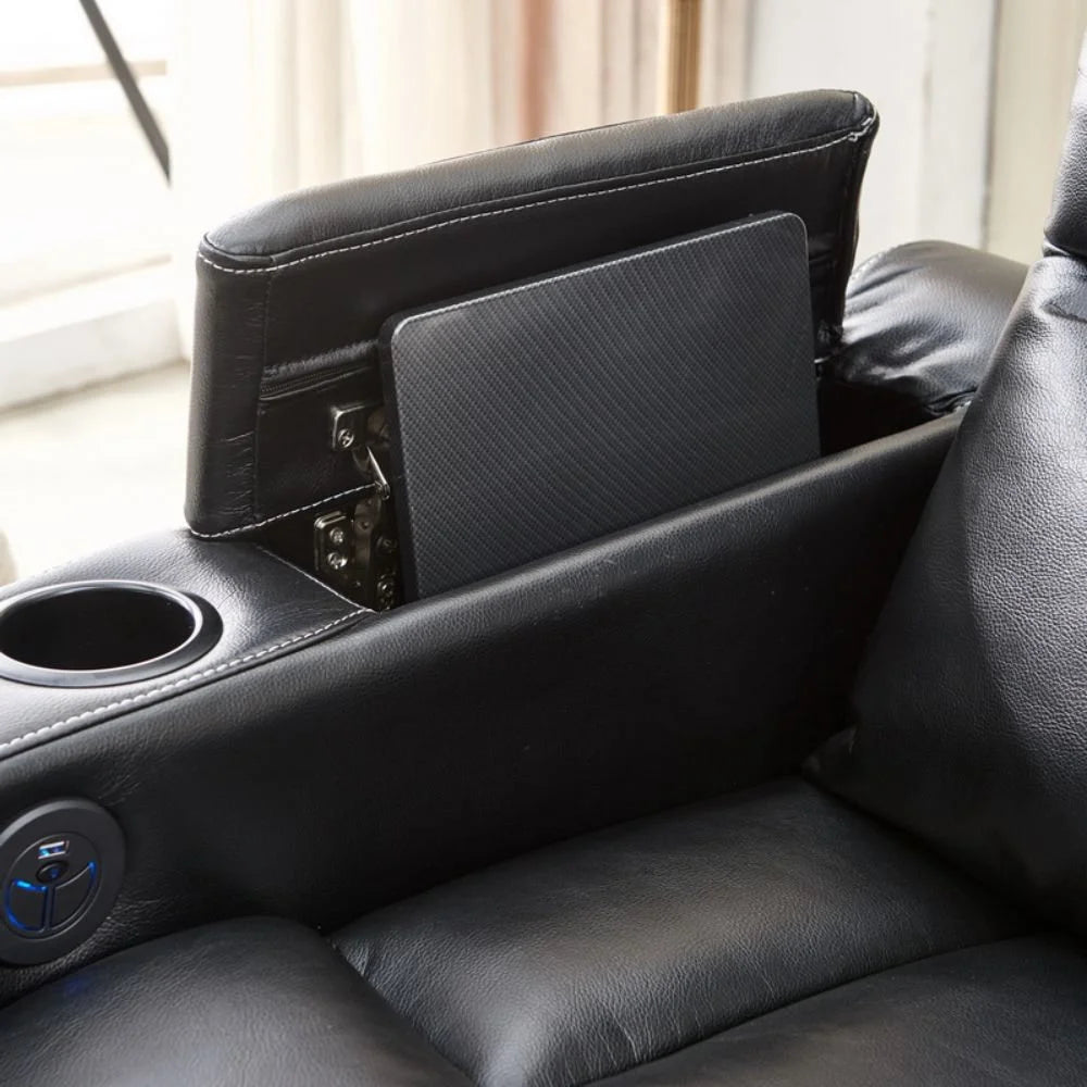 Black Leather Power Recliner Chair O201319