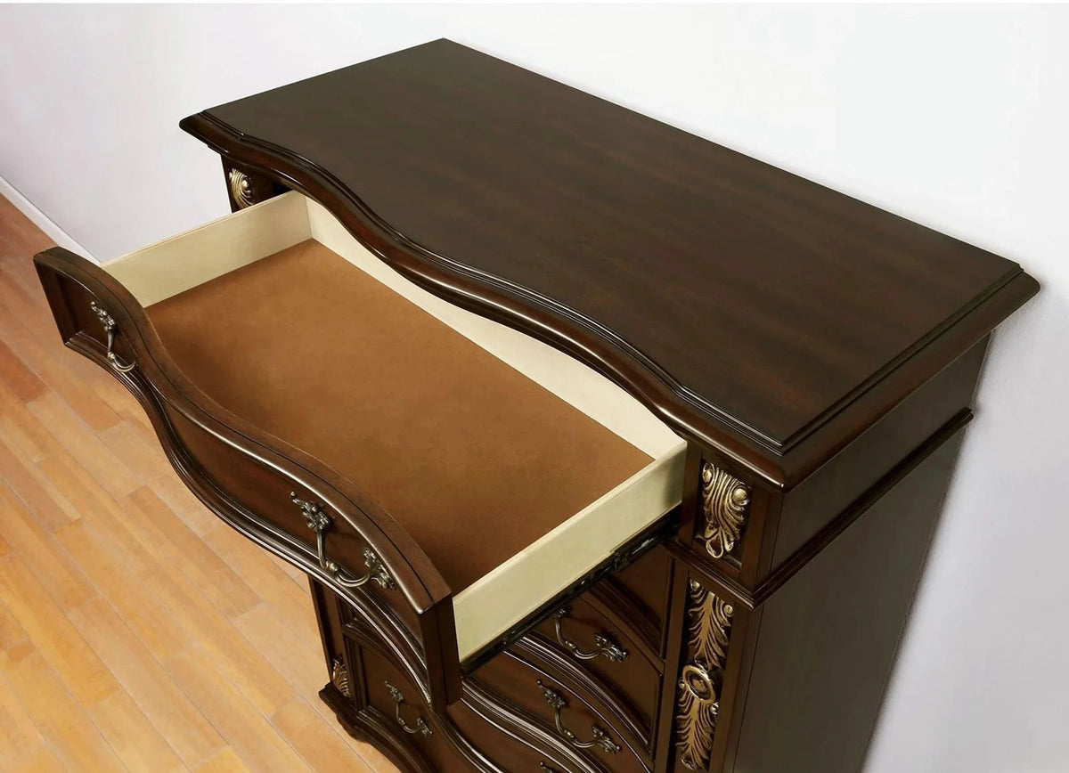 Brown Cherry Solid Wood 3-Drawers Nightstand Z110