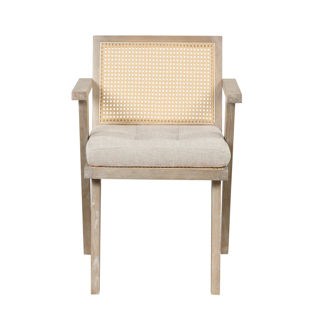 Handcrafted Rattan Backrest Mid-Century Accent Chair F499