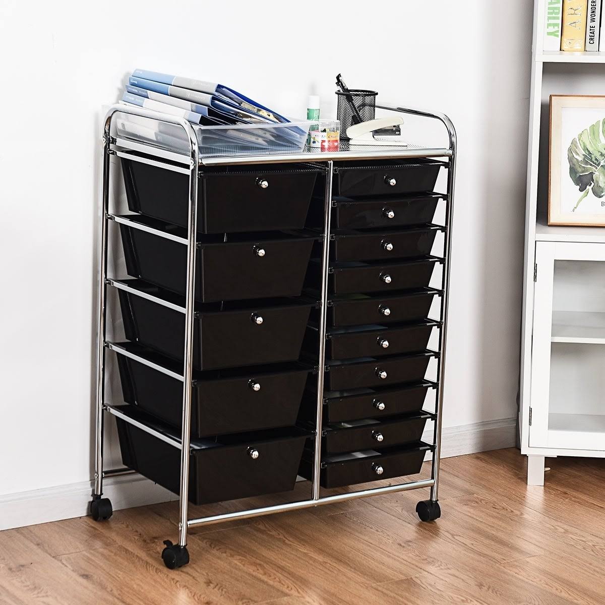 Blue 15-Drawer Rolling Utility Cart with Wheels A5918