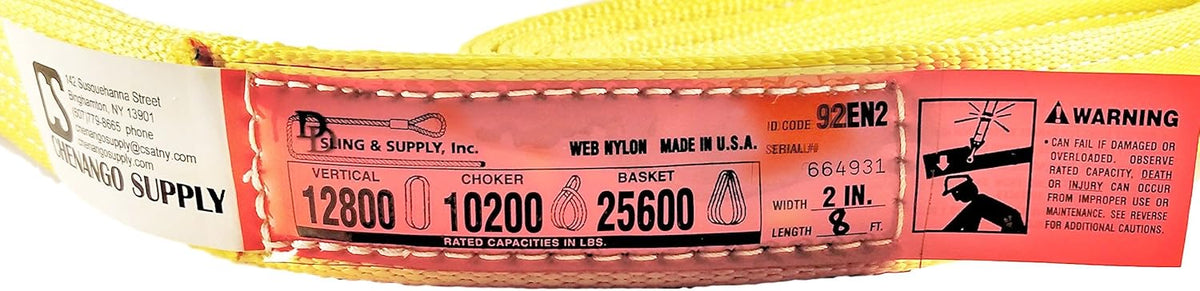 2 Ply Endless Nylon Lifting Slings, 2"x8', Pack of 2 D101