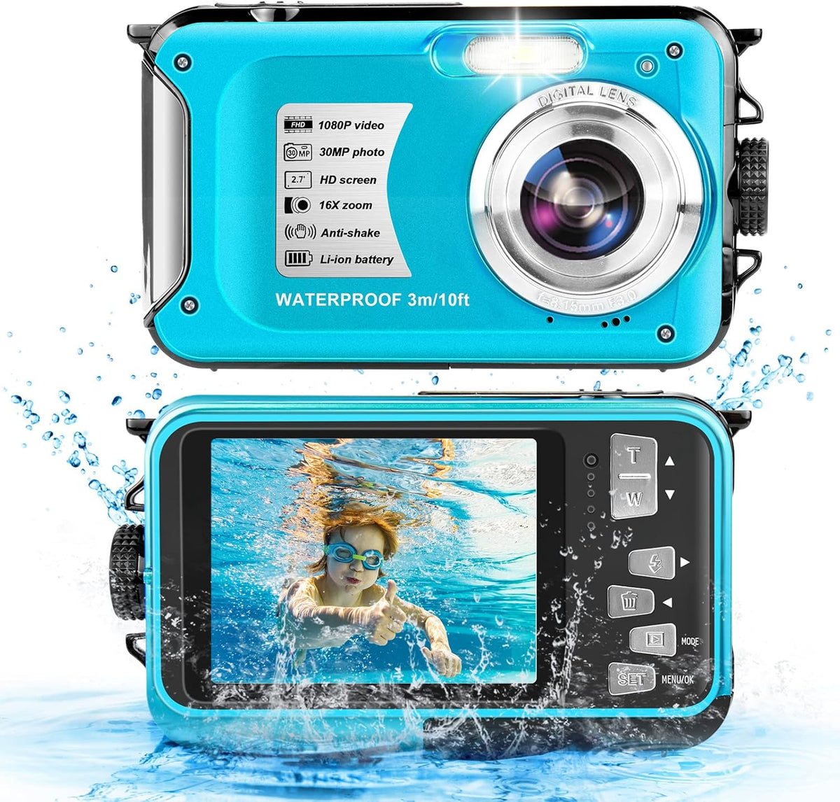1080P Full HD 30MP 16X Zoom Waterproof Digital Camera Z87207