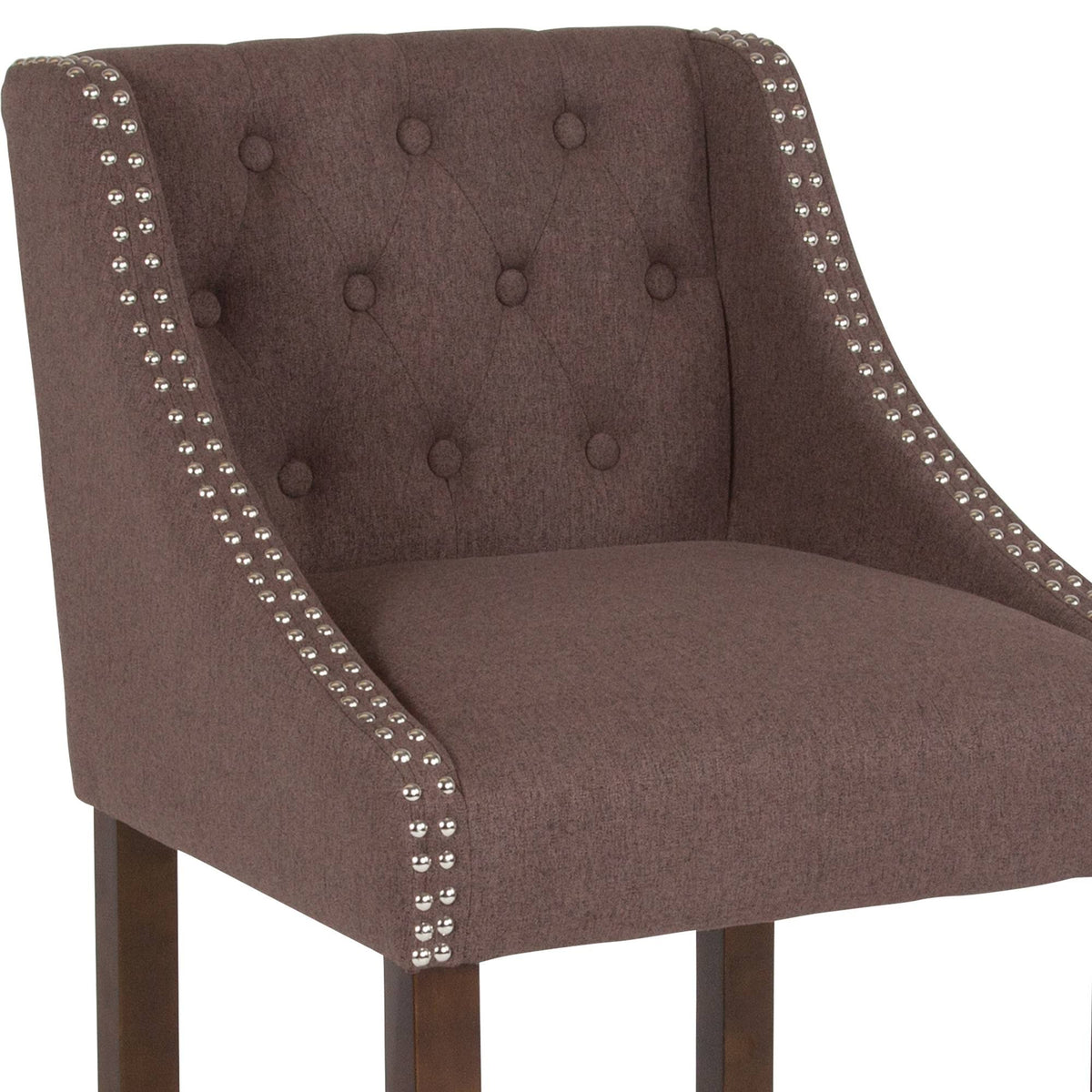 Tufted Walnut Counter Height Stool with Nail Trim M81723