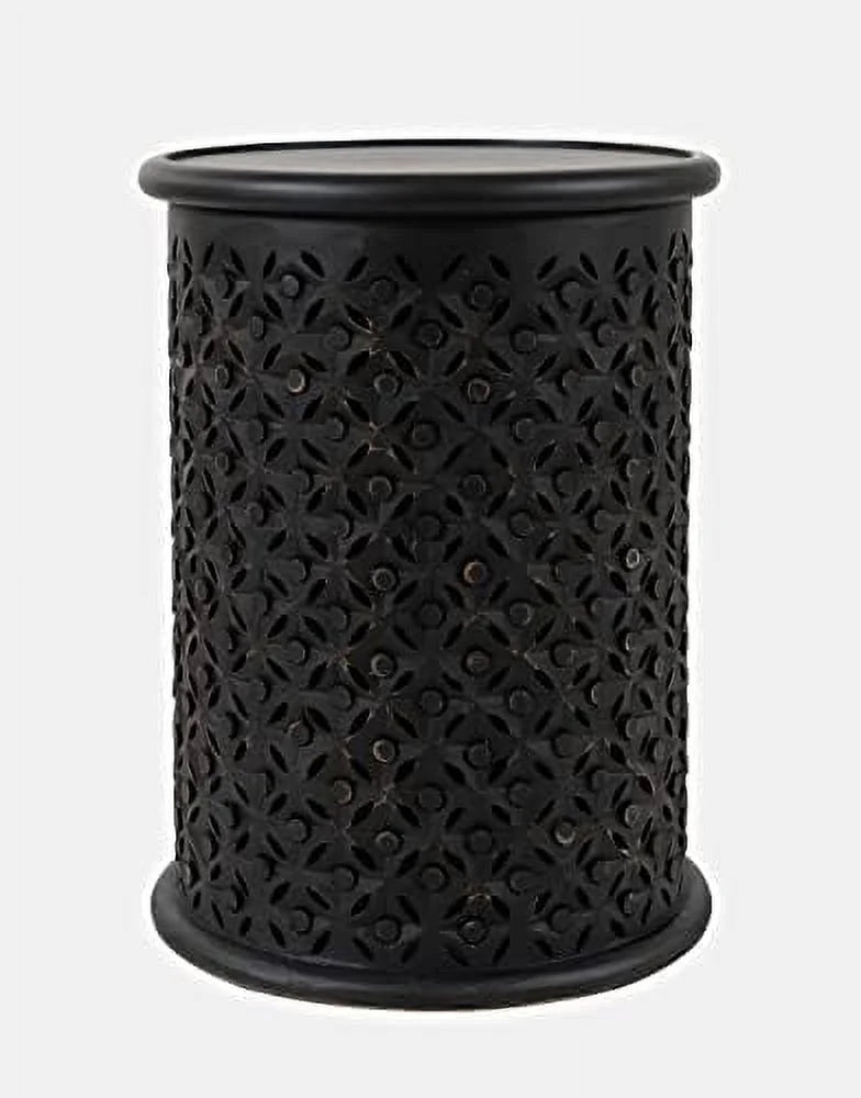 Antique Black Hardwood Drum End Table R533073