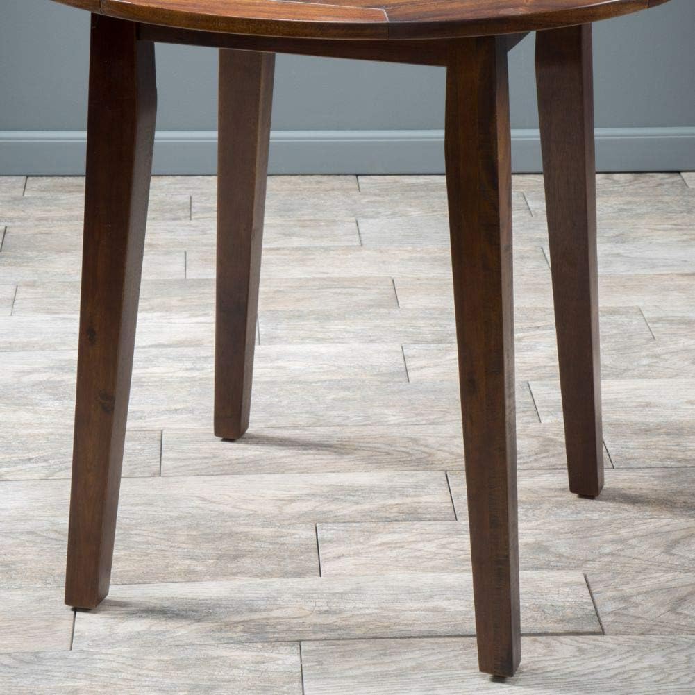 3-Pcs Wood Round Table and Chairs Set, Rich Mahogany K25674