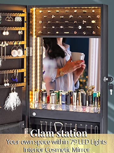 White Lockable Mirror Jewelry Cabinet with Drawers P72886