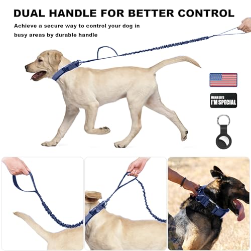 Camo Military Dog Collar and Bungee Leash Set with Metal Buckle D945