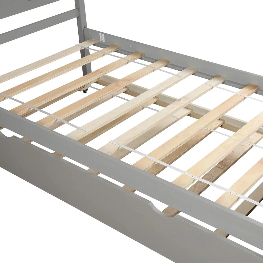 Gray Wood Platform Bed With Trundle H475011