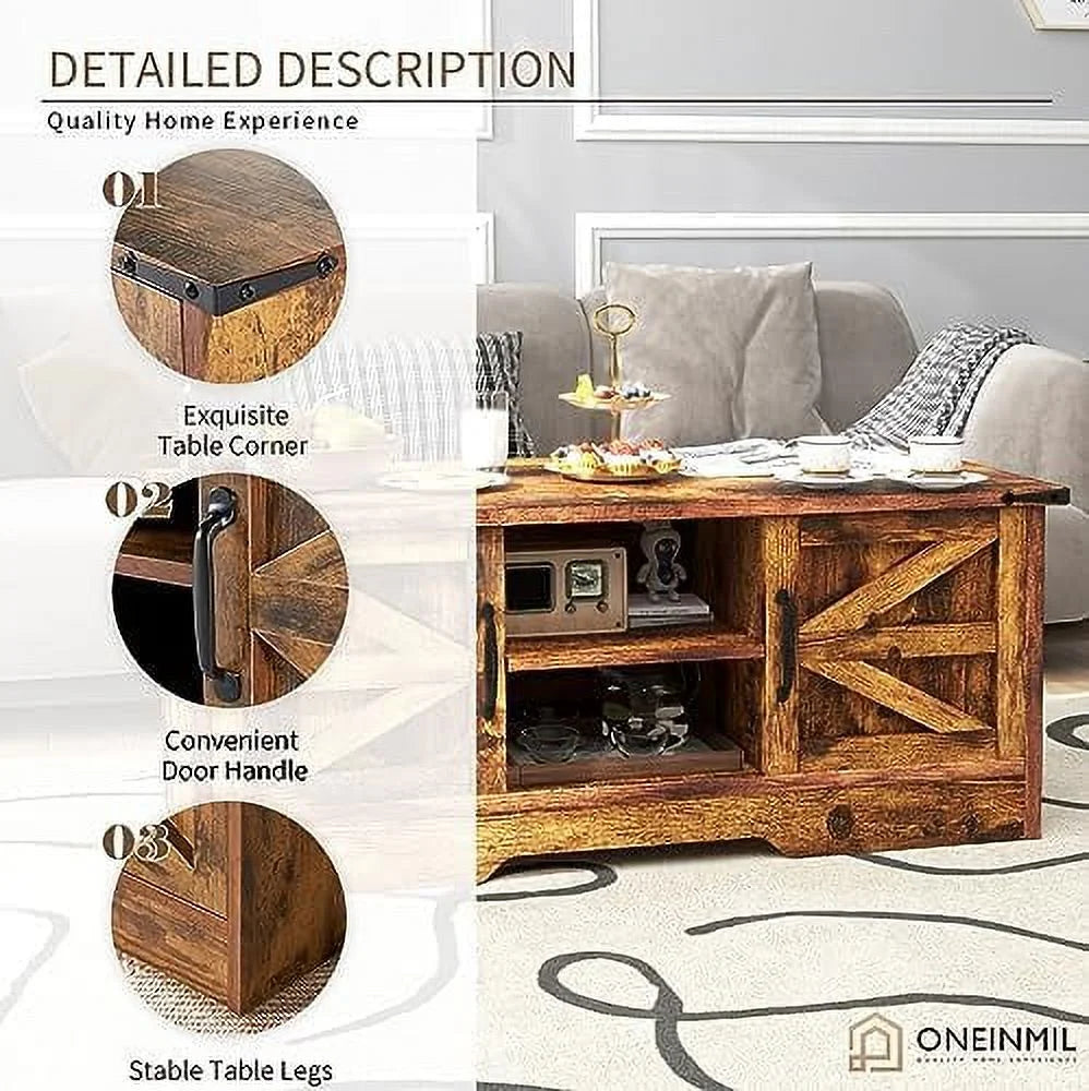 White Coffee Table with Barn Doors S39330