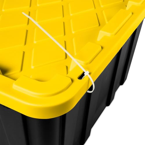 38 Gallon Black/Yellow Stackable Storage Tote with Lid, 8 Pack U4376