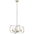 6 Light Polished Nickel Steel Candelabra Chandelier U337