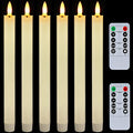6 Pcs Flameless White LED Taper Candles with Remote Timer V389056
