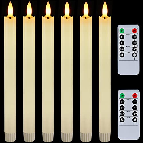6 Pcs Flameless White LED Taper Candles with Remote Timer V389056