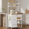 White Rolling Kitchen Island with Storage I959770
