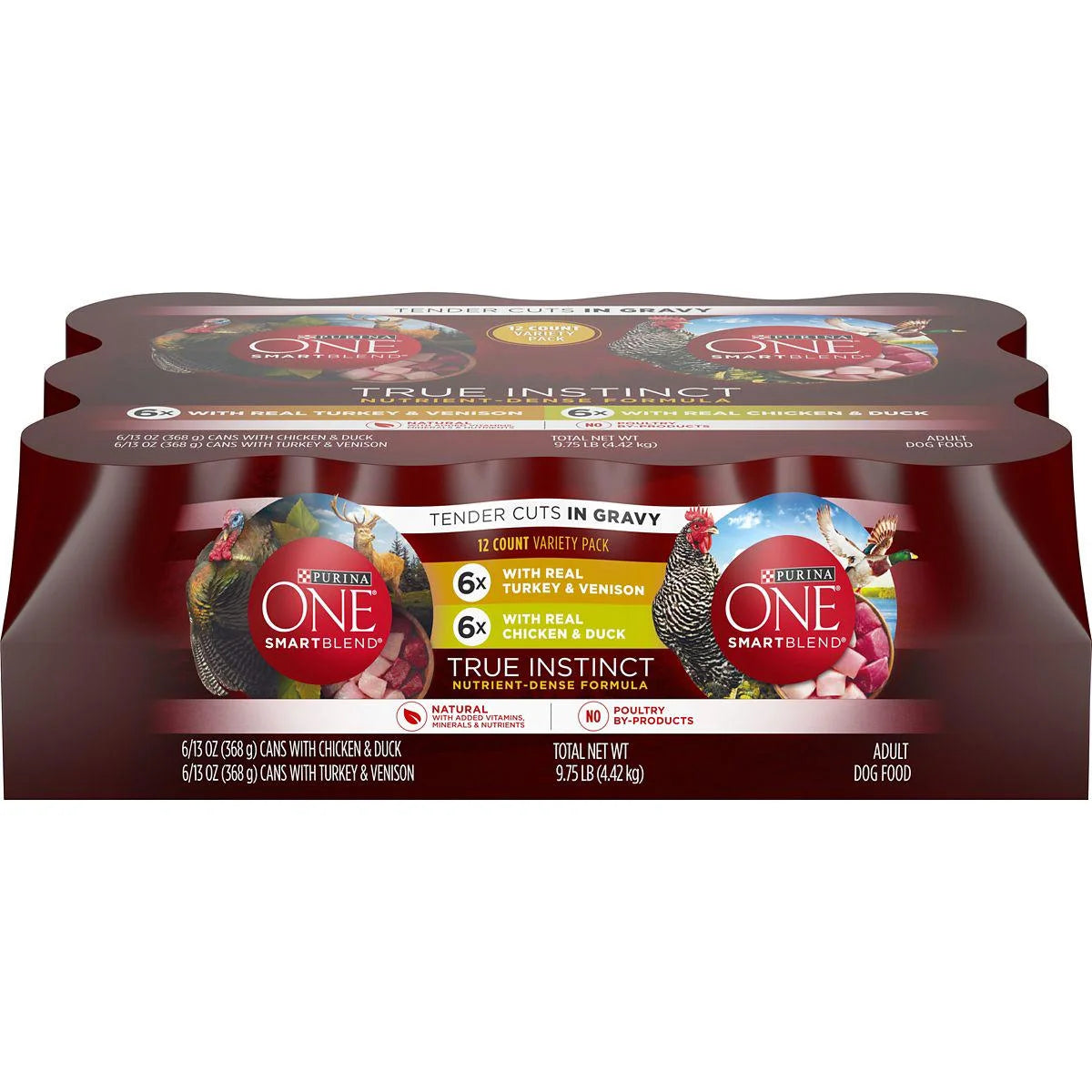 Turkey Venison Chicken Duck Cuts in Gravy Wet Dog Food 13 oz Pack of 12 X14760