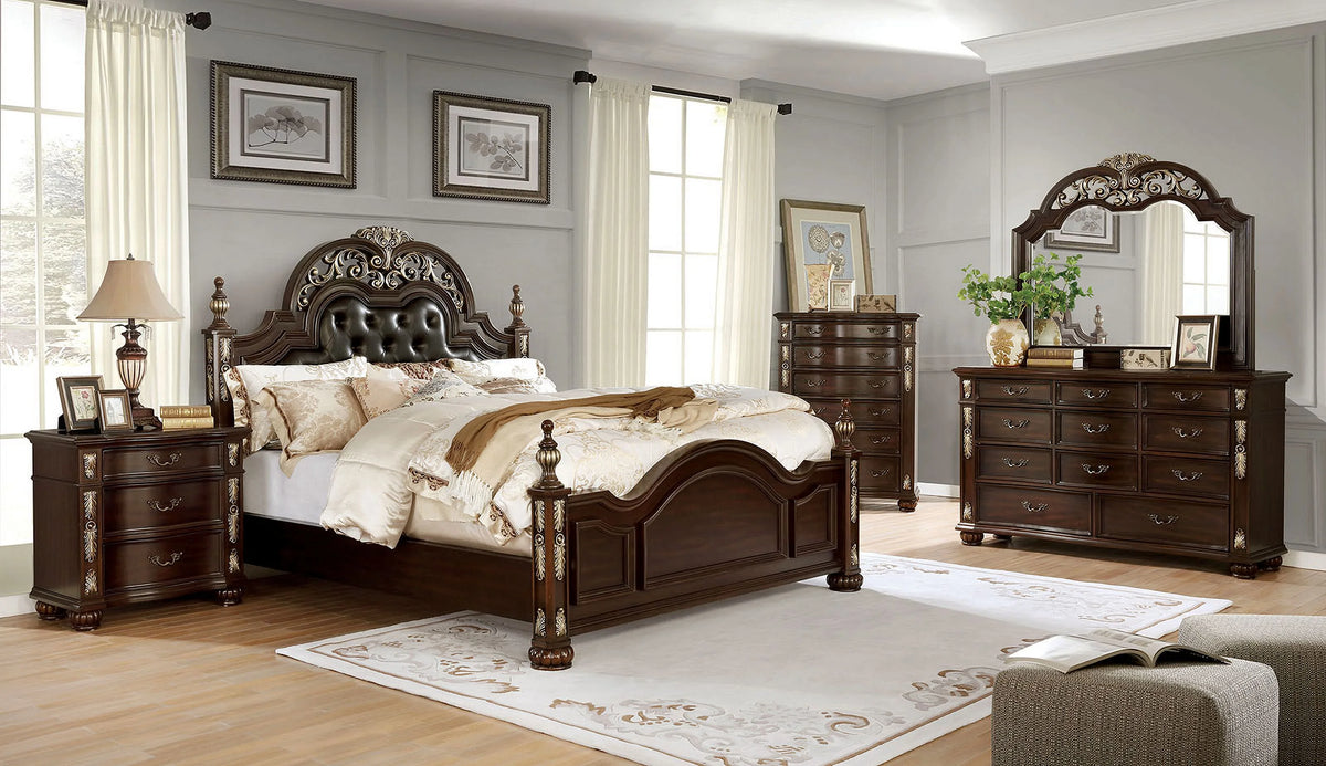 Brown Cherry Solid Wood 3-Drawers Nightstand Z110