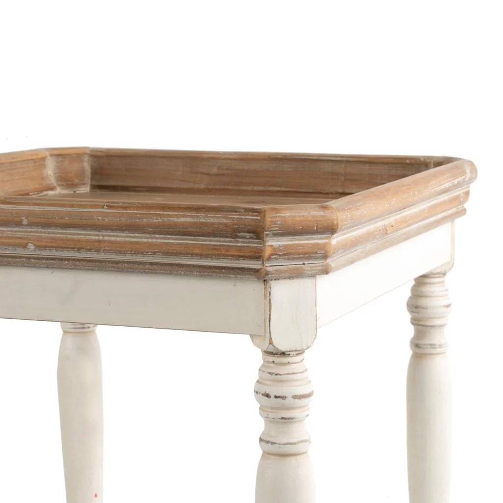 Brown and White Square Side Table Q53889