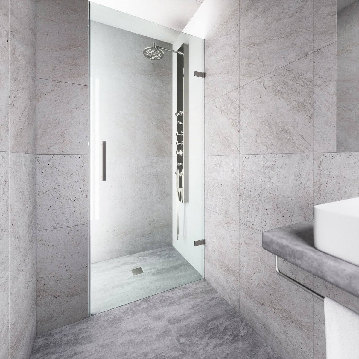 24-Inch Adjustable Frameless Shower Door E414
