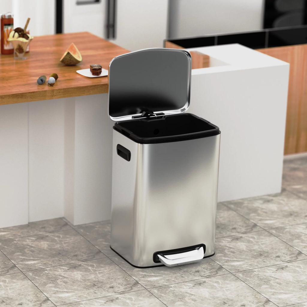 13 Gallon 50L Thickened Stainless Steel Trash Can with Lid O1840