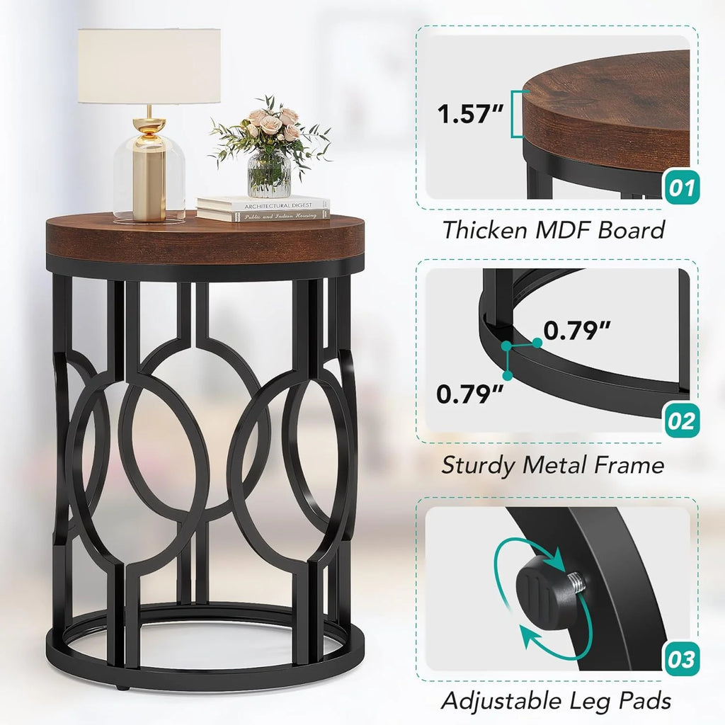 Round End Table with Metal Frame V293