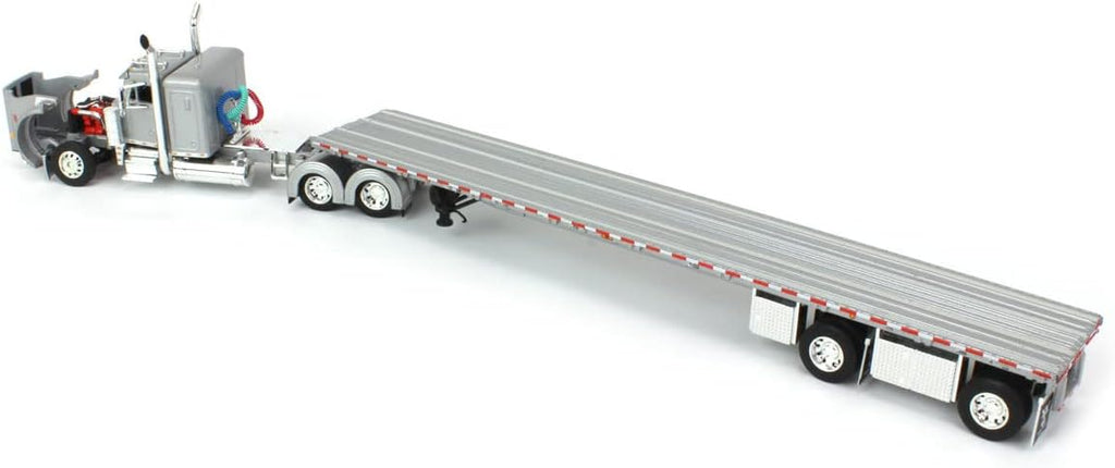 1/64 Silver Peterbilt 359 36" Flattop Sleeper with 53' Wilson Roadbrute Flatbed Trailer P392420