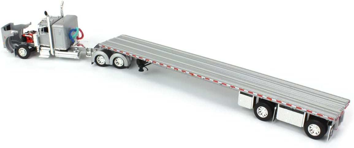 1/64 Silver Peterbilt 359 36" Flattop Sleeper with 53' Wilson Roadbrute Flatbed Trailer P392420
