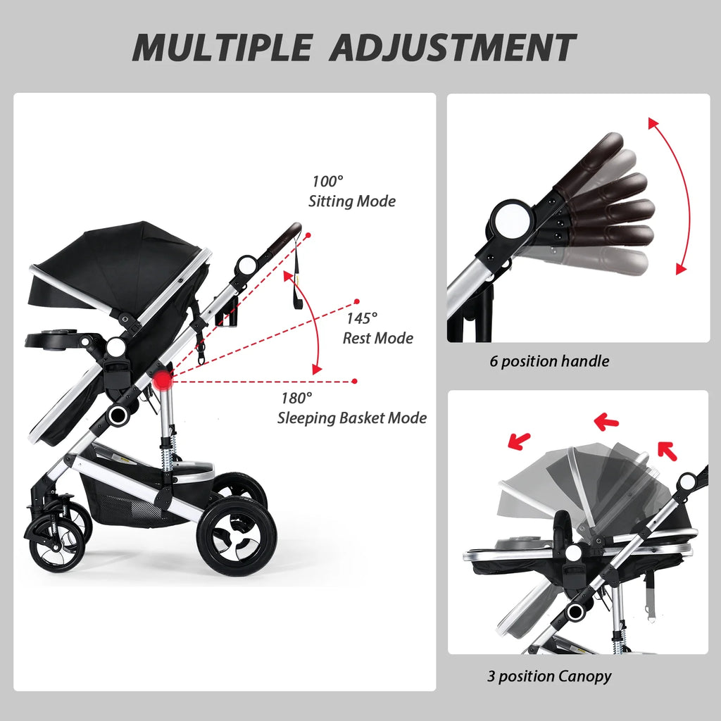 3 in 1 Convertible Newborn Bassinet Stroller U387