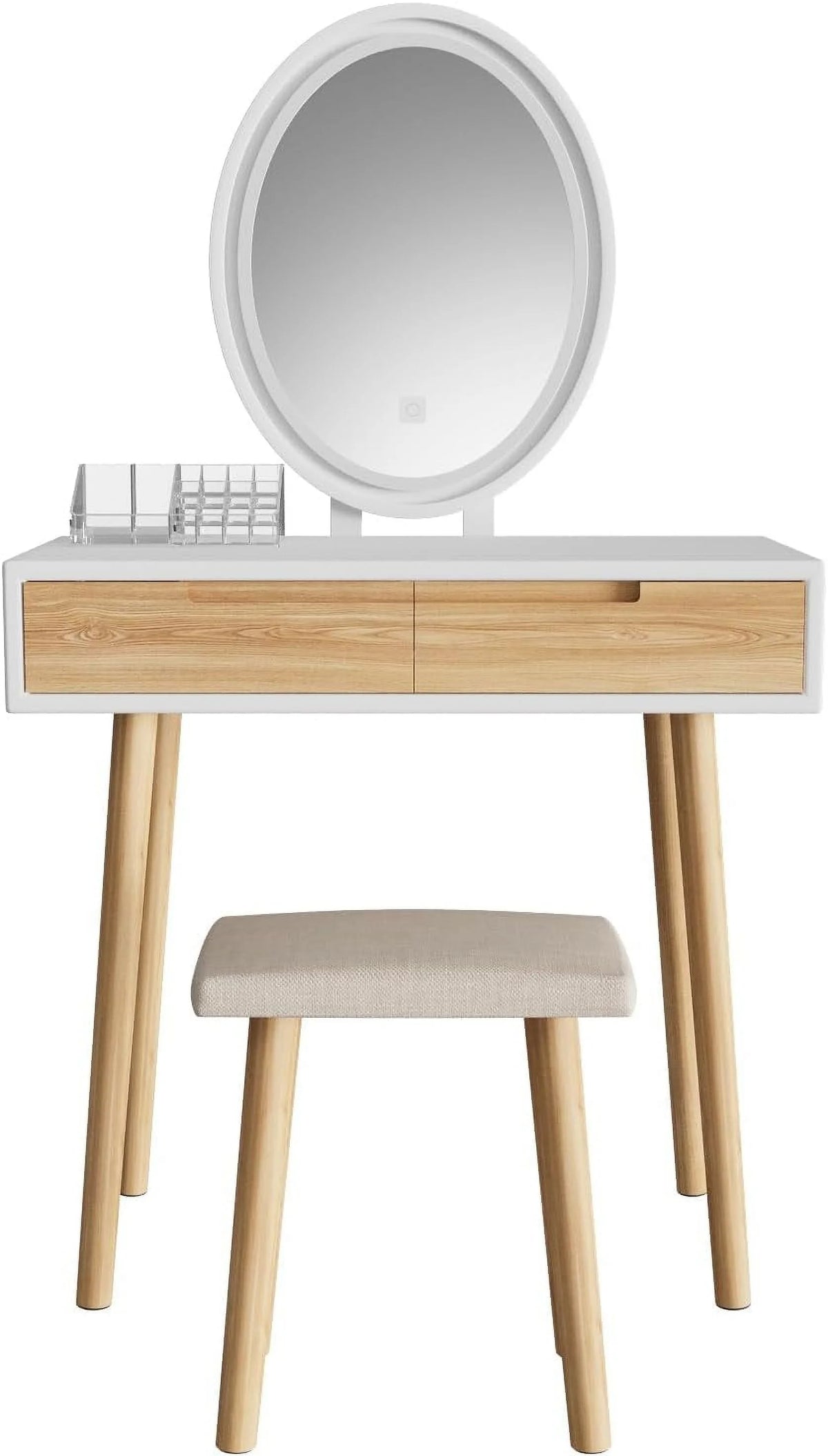 31.5'' Makeup Vanity Desk with Oval Mirror and Stool N7133