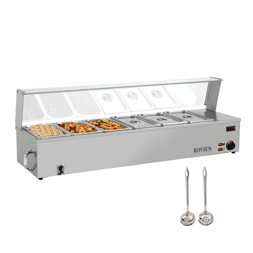 48QT 1500W Electric Commercial Food Warmer Stainless Steel Steam Table D4098