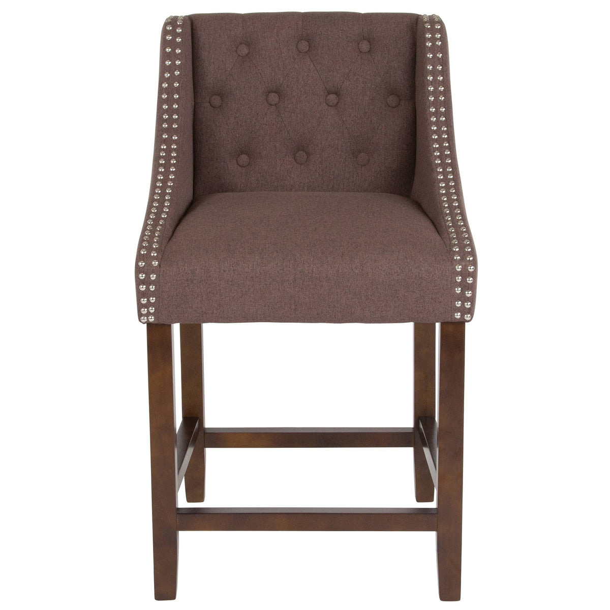 Tufted Walnut Counter Height Stool with Nail Trim M81723