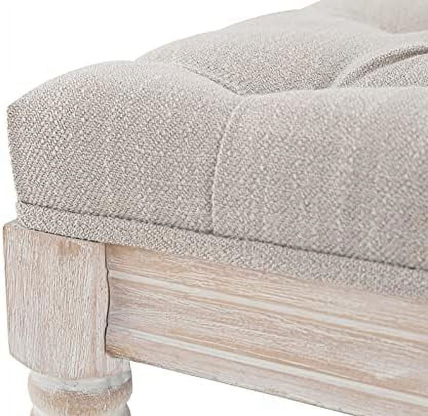 Beige Tufted Entryway Bench with Shoe Rack T50649