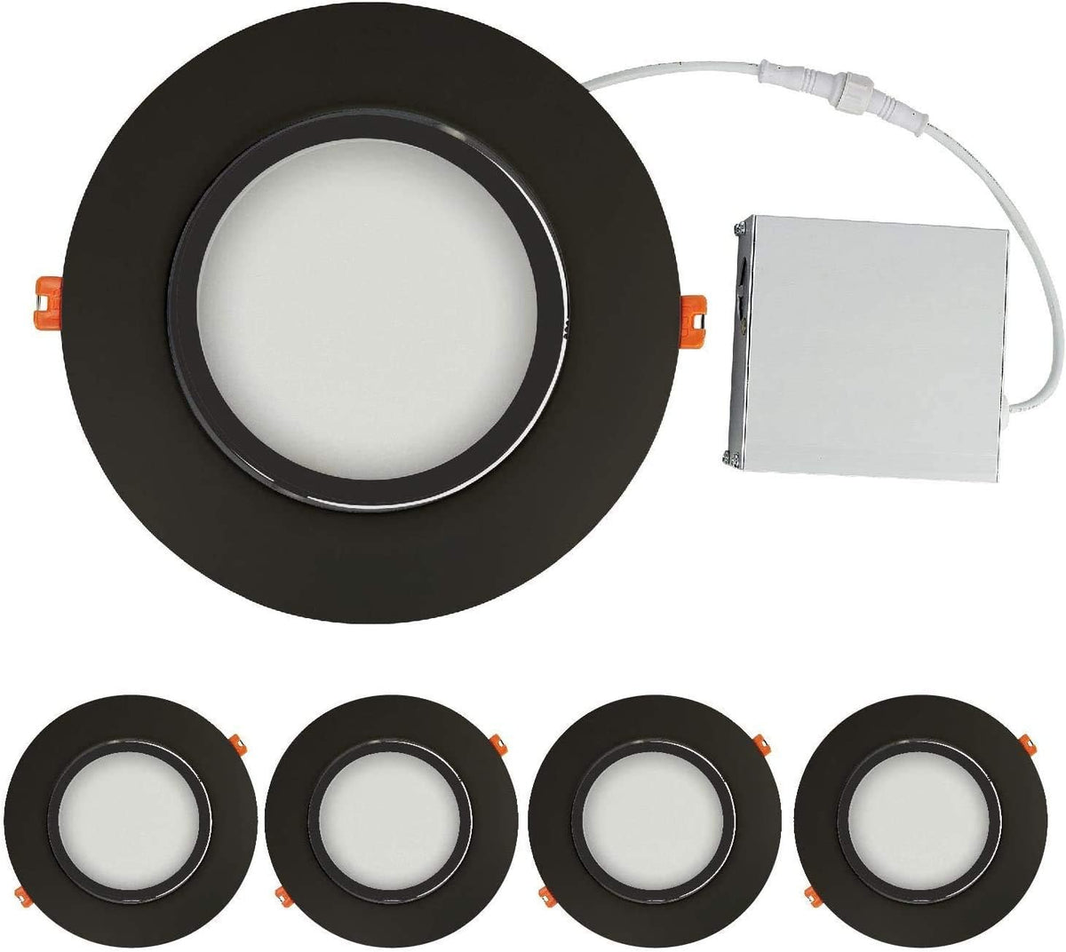 Black Trim 12W Ultra-Thin Canless Recessed Gimbal Downlight 4 Pack U47178