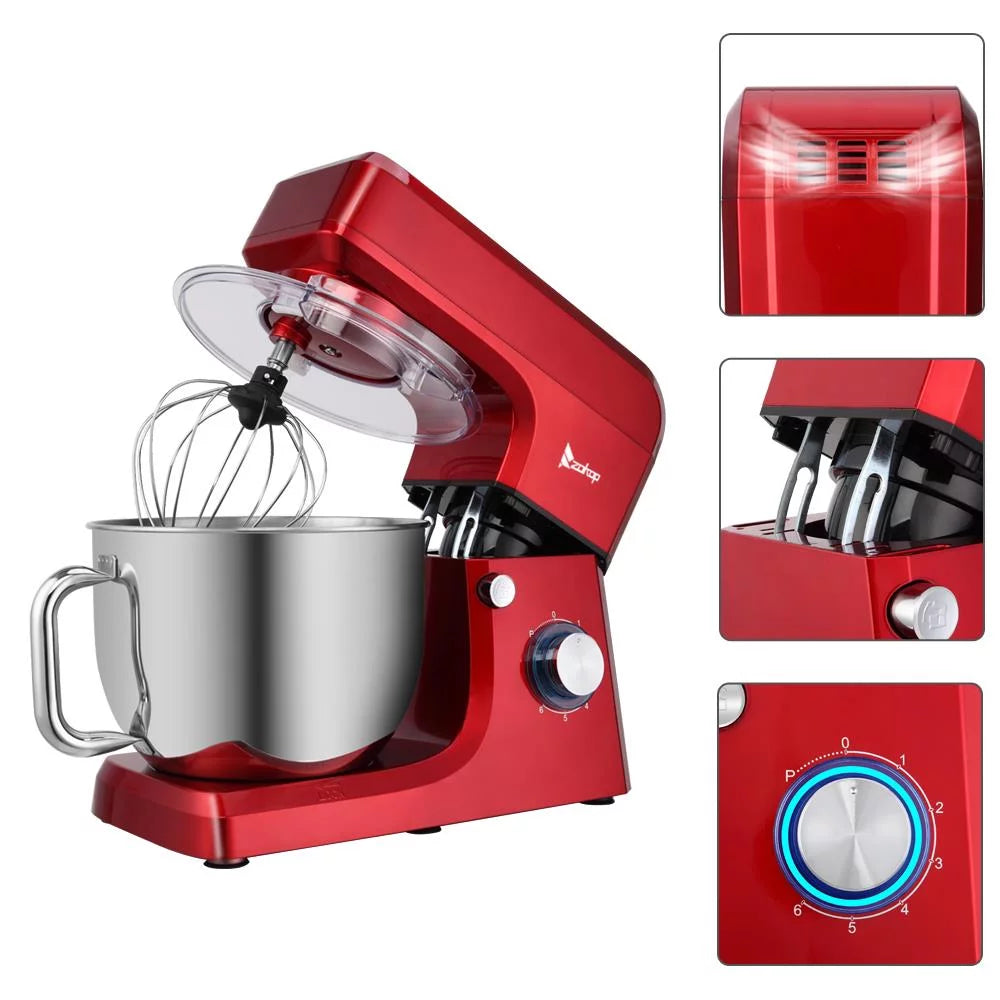 7.5QT 6-Speed Tilt-Head Electric Stand Mixer with Stainless Steel Bowl, Red K387