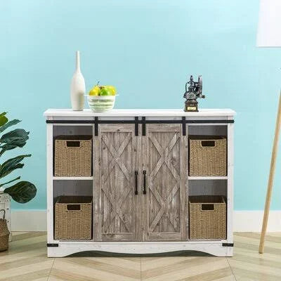 Natural/White 2 Door Accent Cabinet F1765