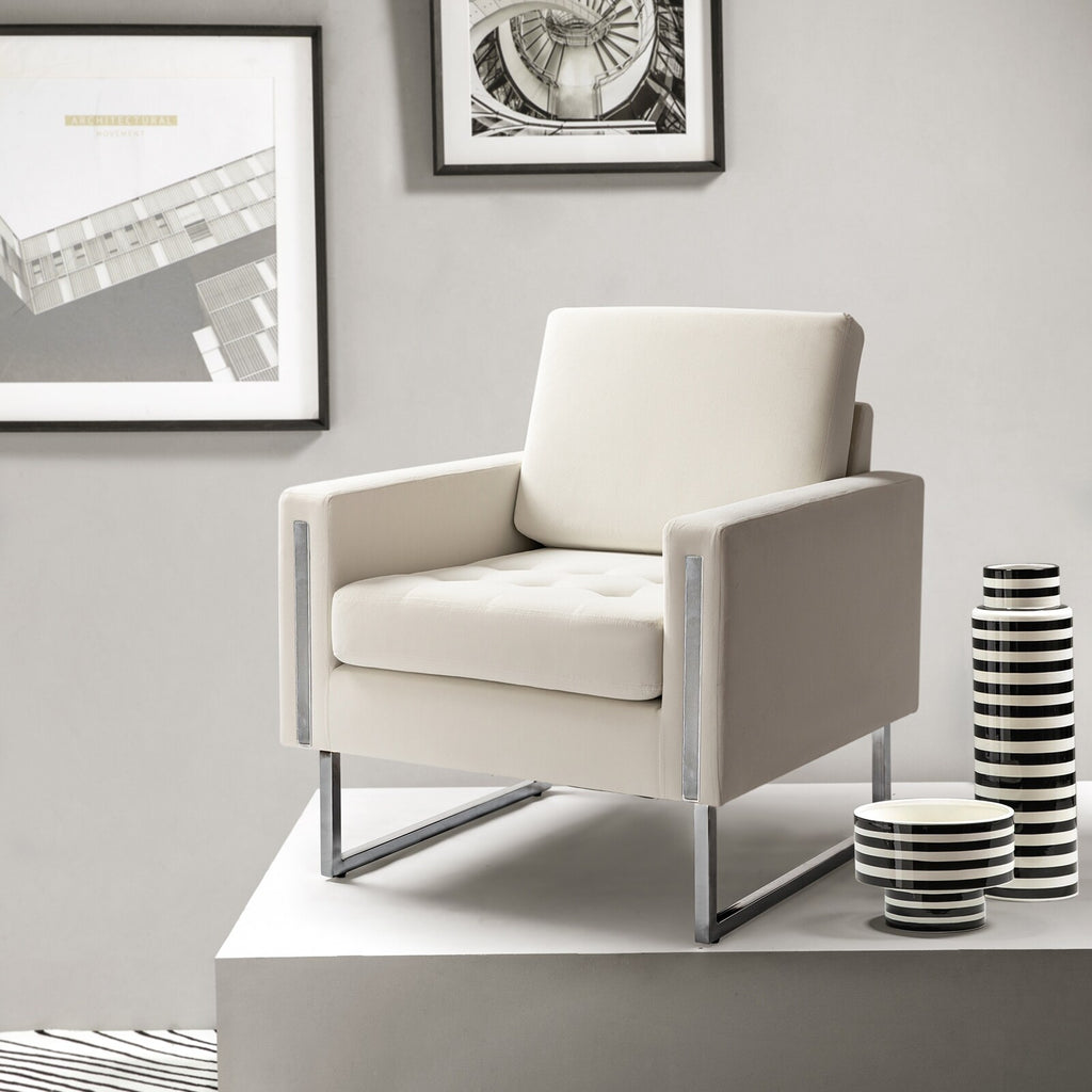 Velvet Club Chair with Metal Legs I644643