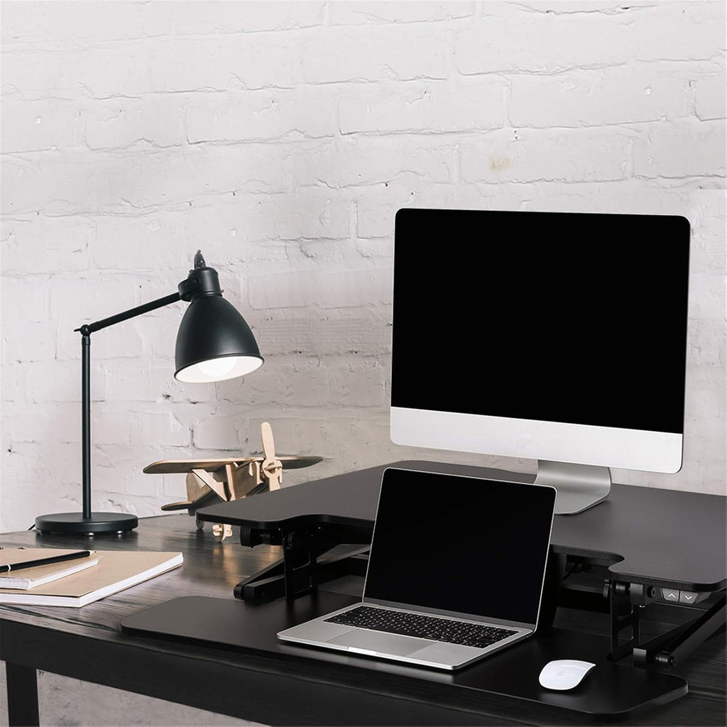 35" Wide Electric Standing Desk Converter with Keyboard Tray U121078