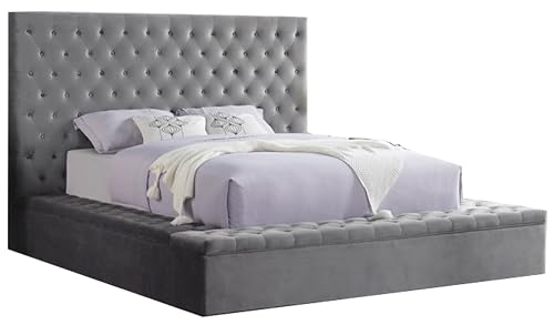 Cream Eastern King Velvet Tufted Storage Bed A31944