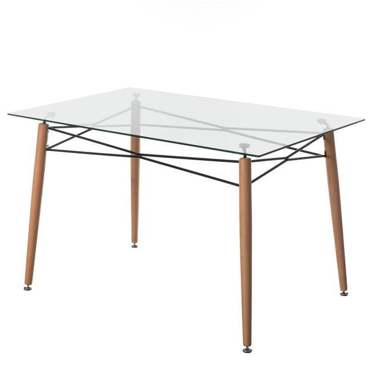 Clear Glass Top Dining Table with Metal Frame N340