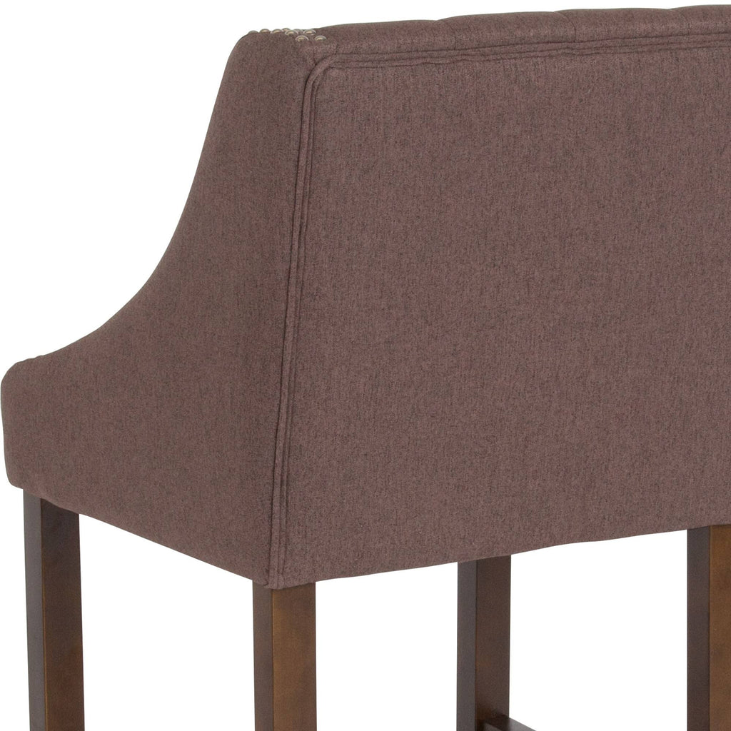 Tufted Walnut Counter Height Stool with Nail Trim M81723