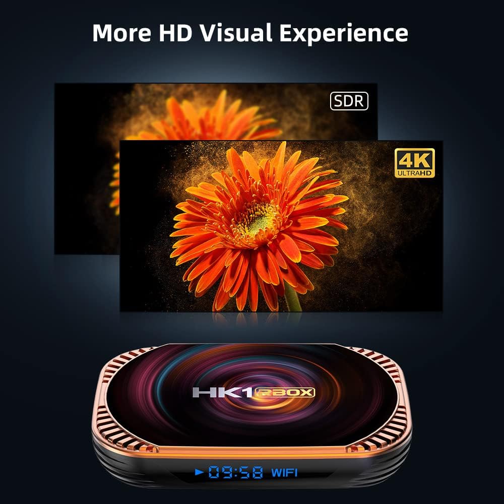 TV Box 4GB RAM 64GB ROM Dual-WiFi BT Quad Core 64 Bits 8K 1000M E153