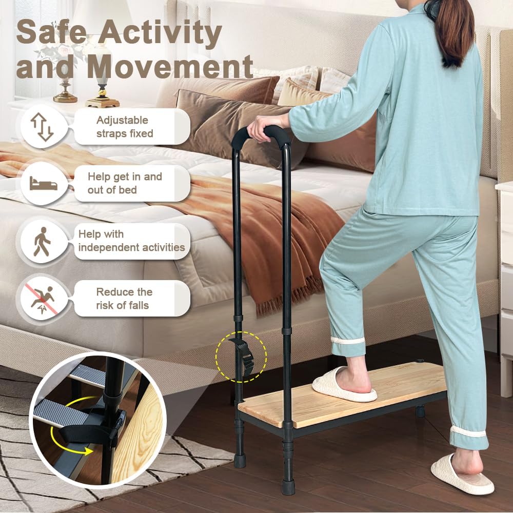 Adjustable Height Bed Step Stool with Handrails C71597