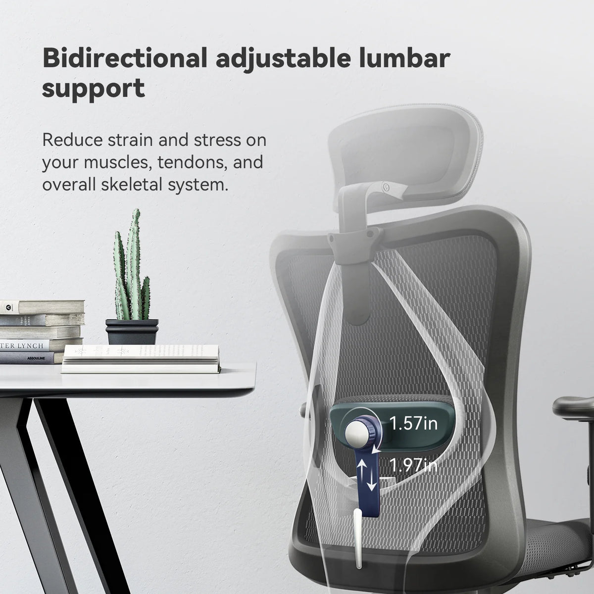 Black Ergonomic Mesh Office Chair with Adjustable Lumbar Support J511597