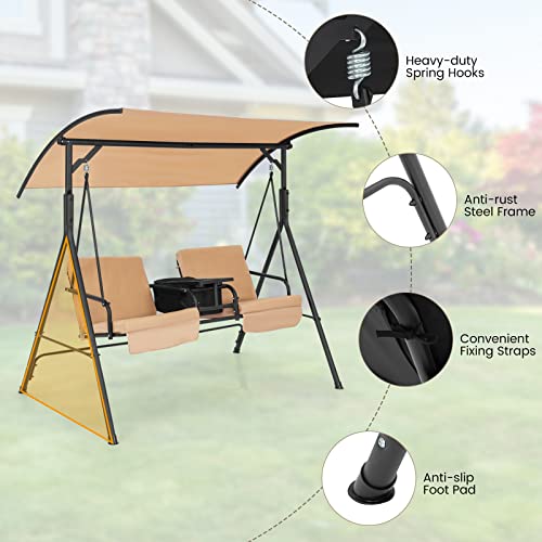 2 Person Porch Swing with Canopy and Cushions Q766