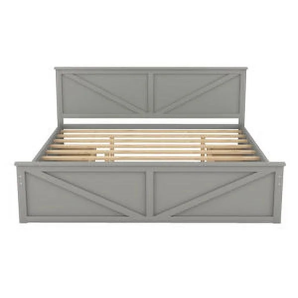 King Size Wooden Platform Bed with Storage Drawers C61383