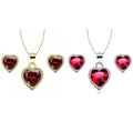 24k Yellow and White Gold 1/2Ct Garnet Necklace Set 18 inch F98905