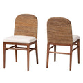 Natural Seagrass and Acacia Wood 2-Piece Dining Chair Set L863